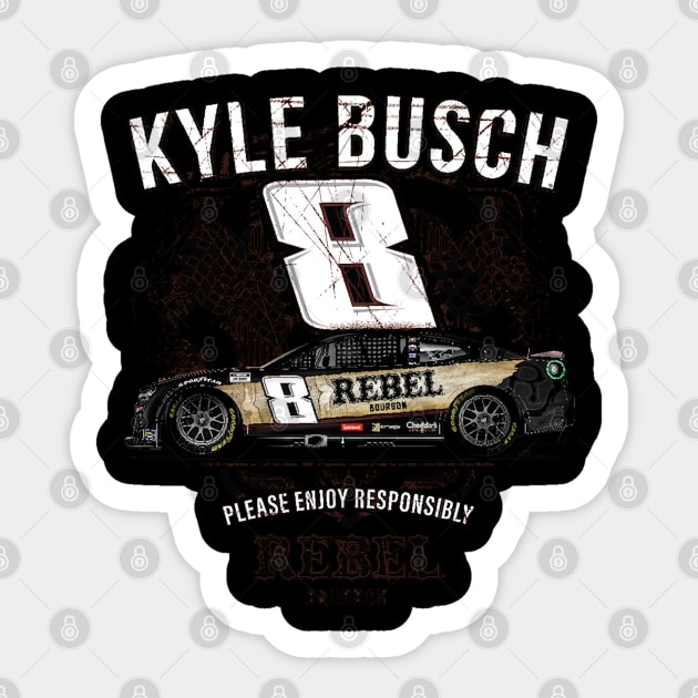 Kyle Busch Rebel Bourbon Car Sticker by ganisfarhan